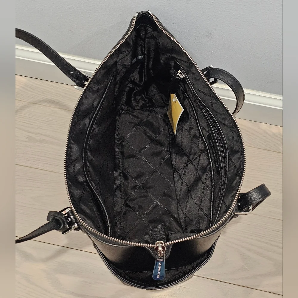 *NEW* Michael Kors Jet Set Saffiano Leather Top-Zip Tote Bag Bag (Black) - Picture 4 of 7